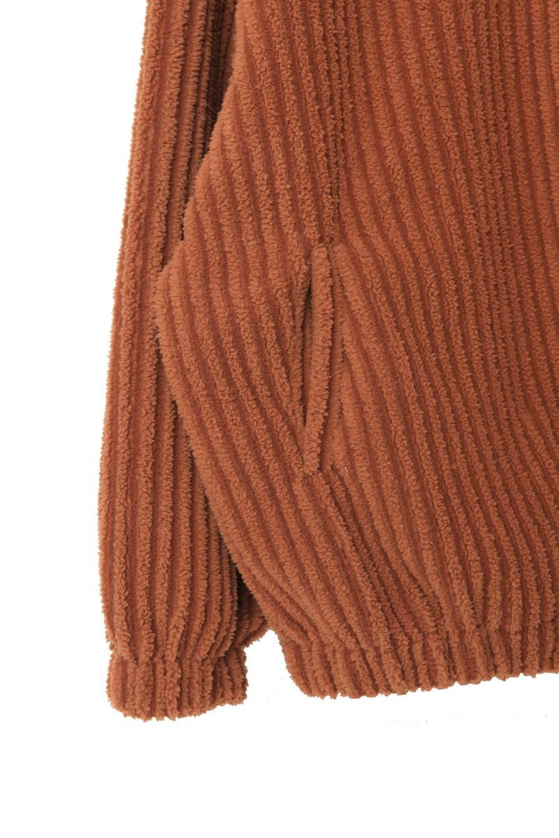 fur ribbed zip-up jacket
