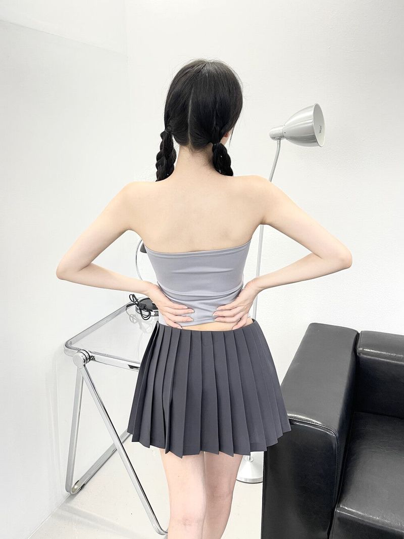 975. Line zipper crop top (3color)
