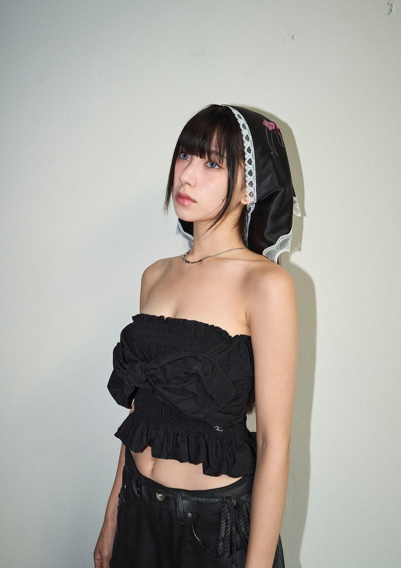 bow tube top - black
