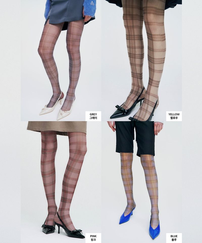 Plaid Check Stocking _ GREY