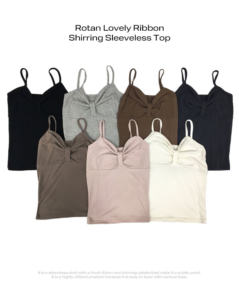 WONDER WONDER(ワンダーワンダー)の「Rotan Lovely Ribbon Shirring Sleeveless Top(Tops)」