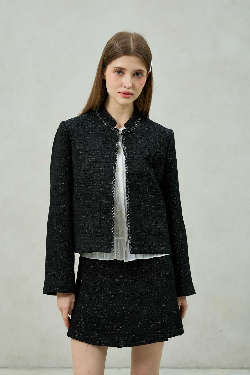 AGLOW TWEED JACKET / BLACK