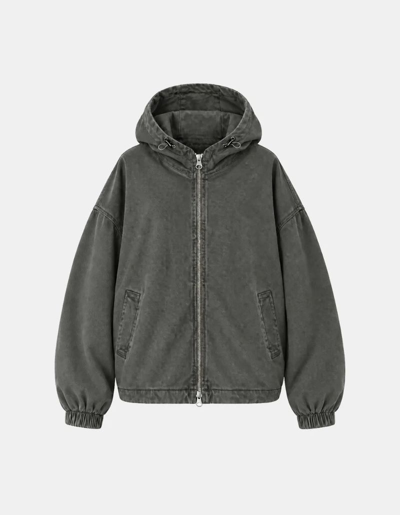 Pigment Washed Two-Way Hood Jacket