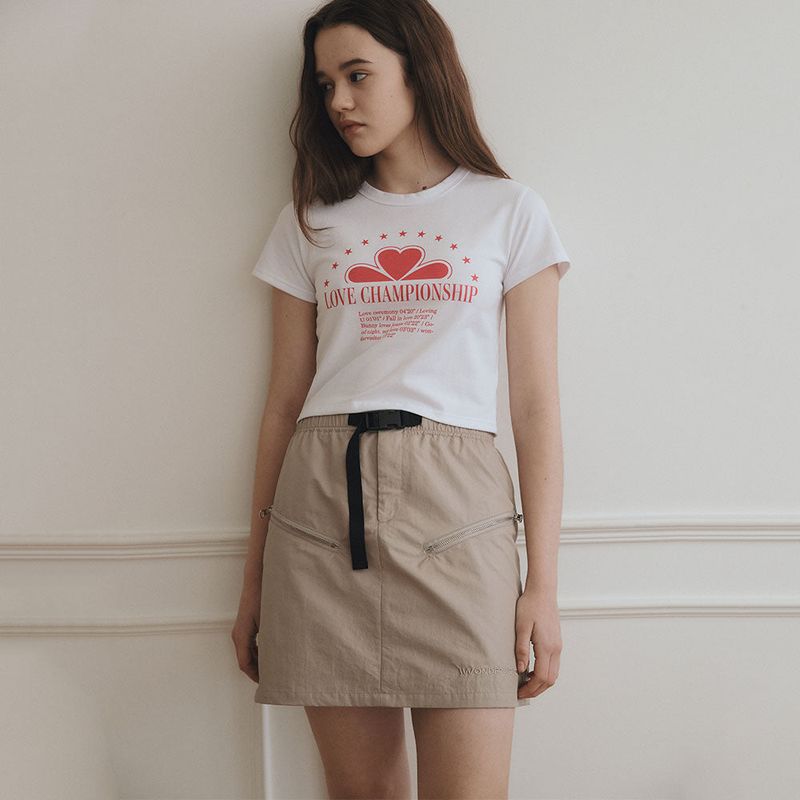 Nylon Zipper mini skirt [2 Color]