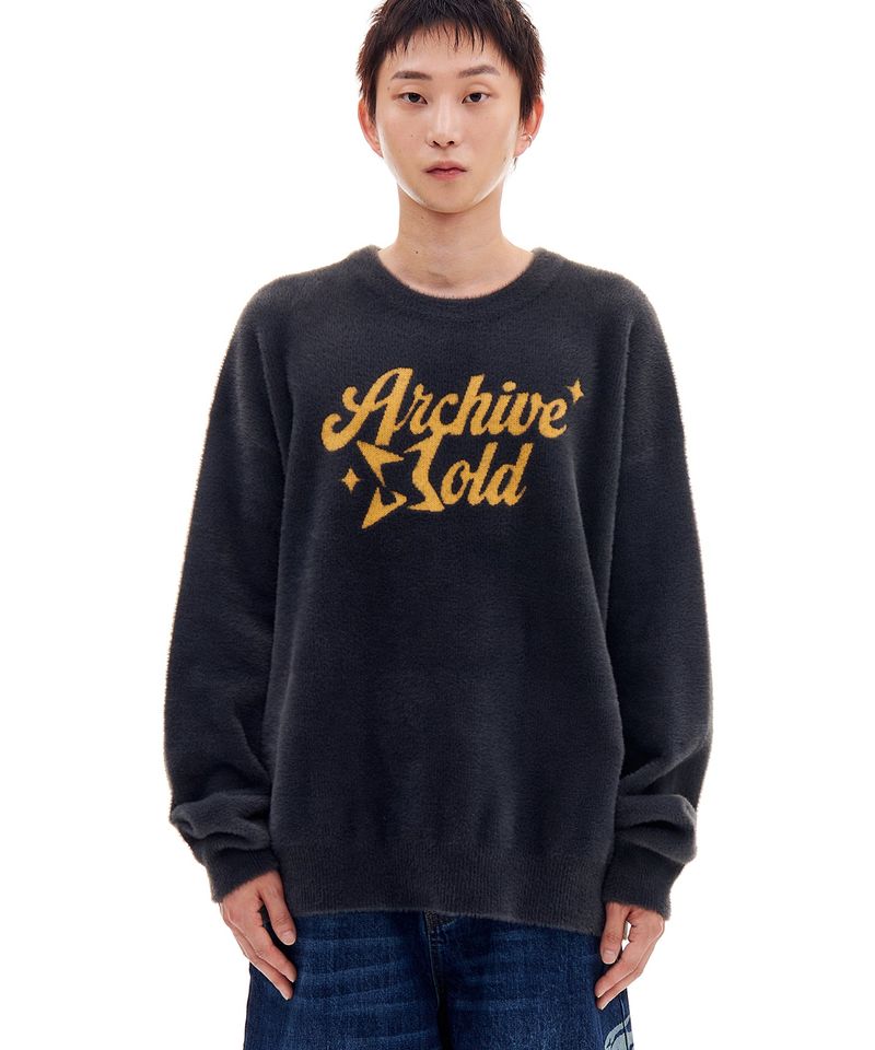 ARCHIVE BOLD(アーカイブボールド)の「HAIRY STAR LOGO KNIT (CHARCOAL)(Tops)」