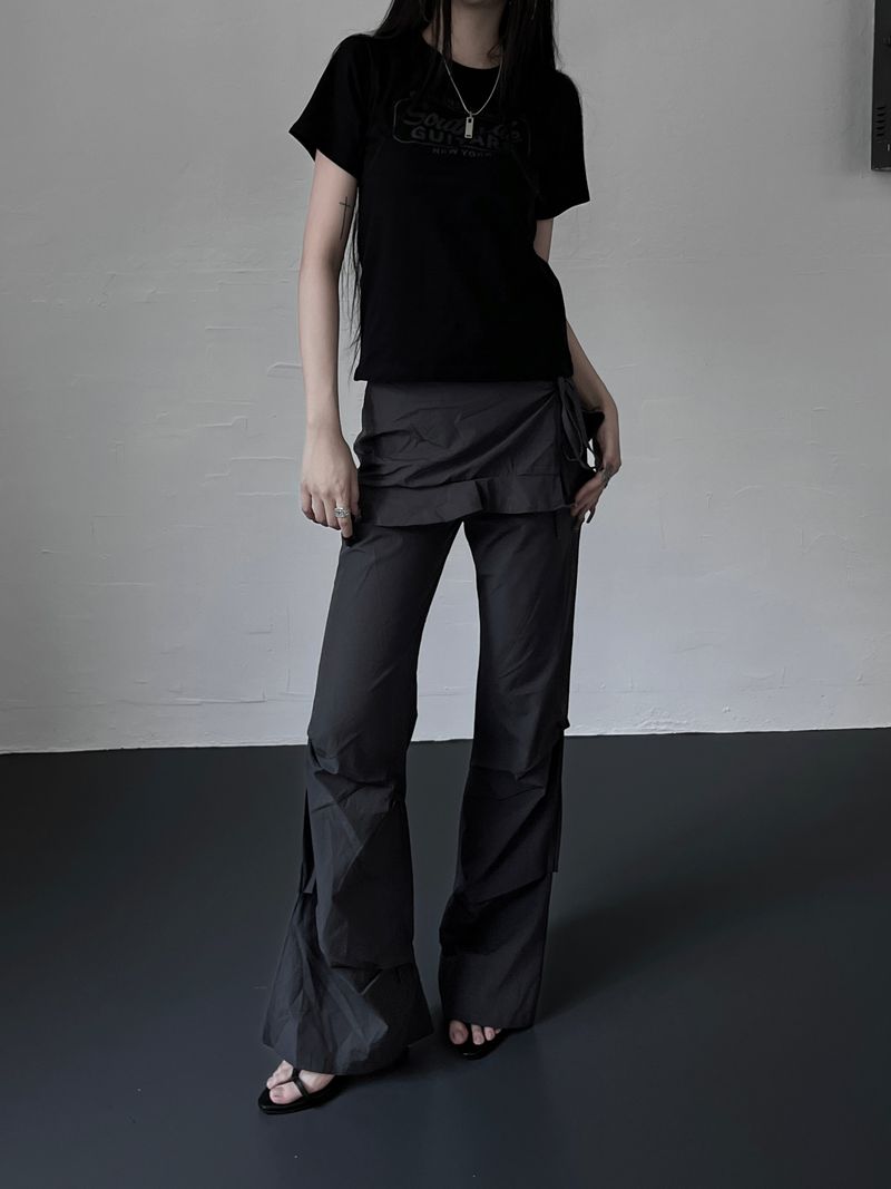 nylon skirt layered pants (2color)