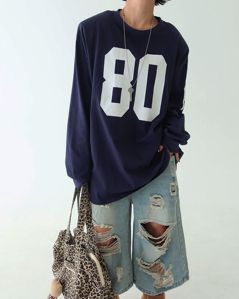 80 Number Oversized Fit Sweatshirt