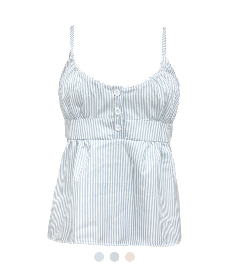 Cozy&Kitsch（コージーアンドキッチ）の「Margaret Stripe Shirred Sleeveless Top（Tops）」