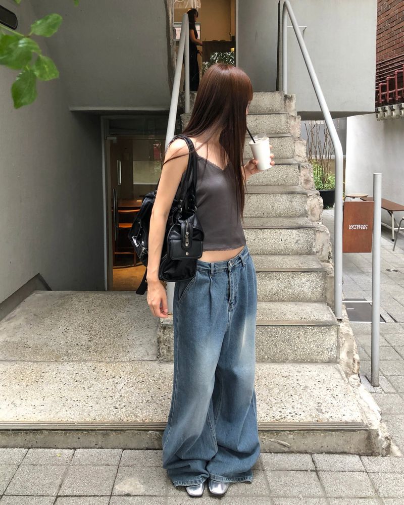 [ORIGINAL] Melted Pintuck Denim Wide Pants