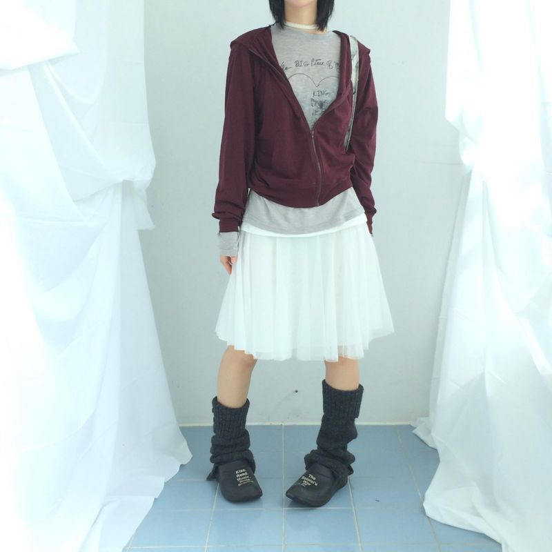 ner.ui.bin(ノエビン)の「See-through curve layered skirt(Skirts)」