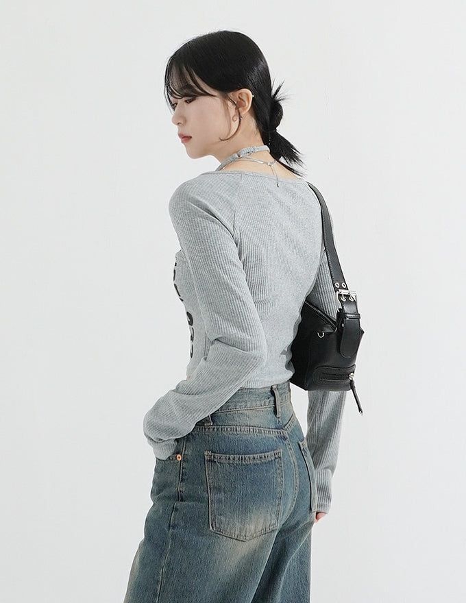 Choker Neck Cropped T-shirt