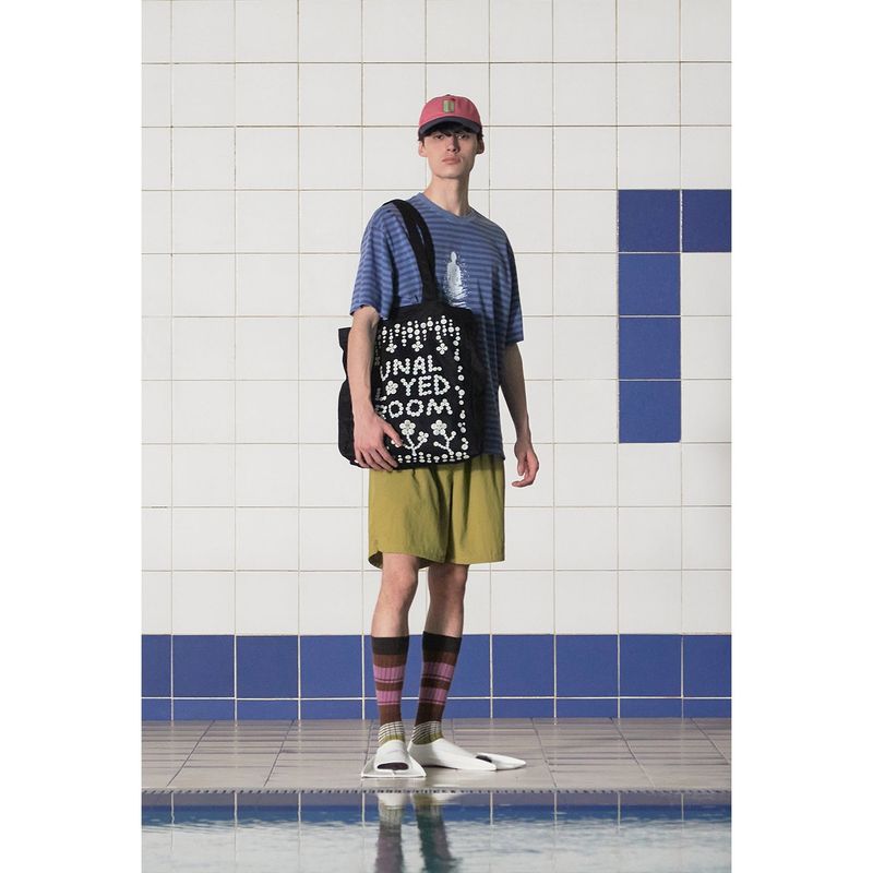 BUTTON LOGO ECO BAG / BLACK