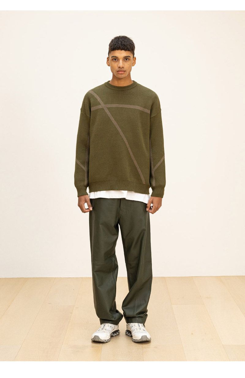 LAMSKIN CURVED LINE PANTS