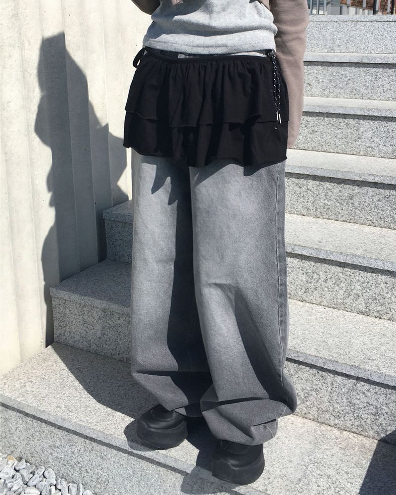 Shirring layered skirt