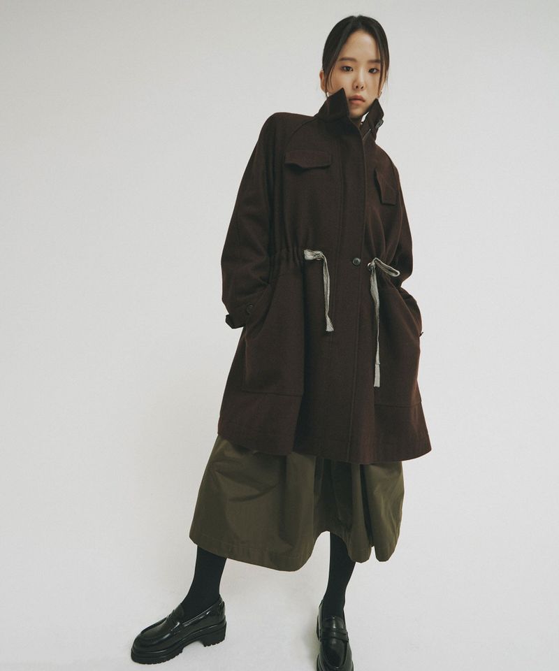 A-LINE HALF COAT_BURGUNDY