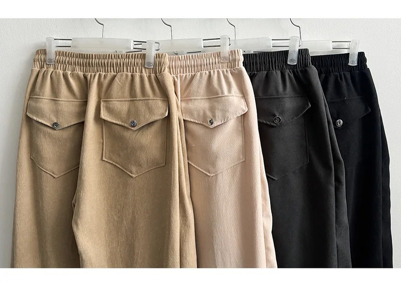 Romy back pocket side pin tuck hem string cotton wide pants