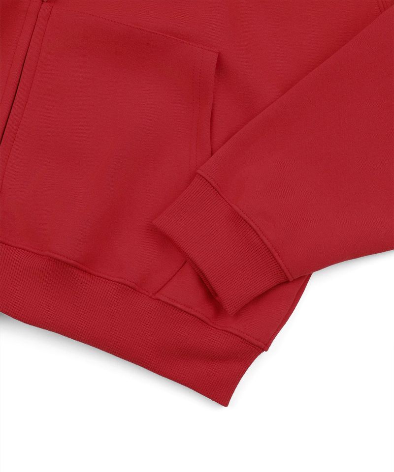 Front Lettering Hooded Zip-Up - Red