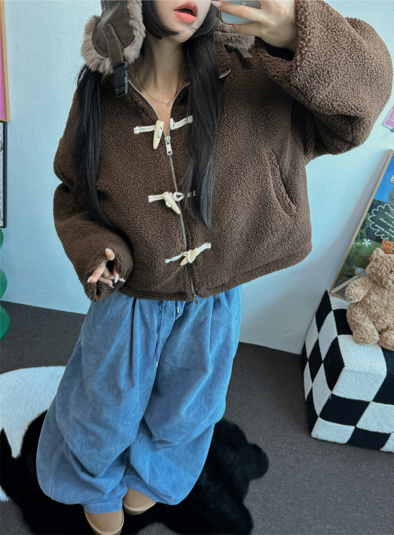 TEDDY CURLY🤎CUTIE PETIT ZIP UP 🤎🧸🐏3COLOR