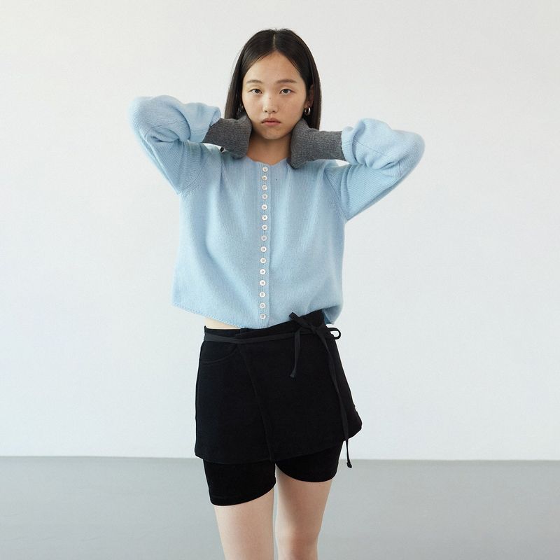 Micro short wrap skirt_black