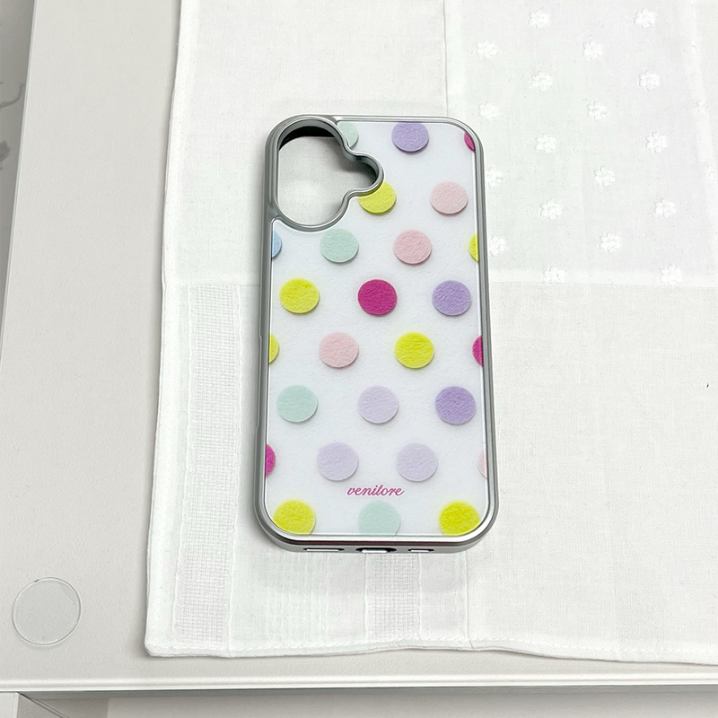 [MADE][Glossy Glass Silver Bumper Case] ドット Palette Dot