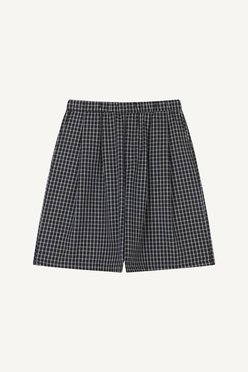 Gingham Check Banding Bermuda Pants