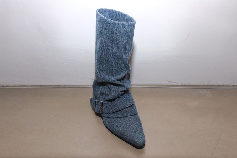 Hug belt boots _Starry blue denim