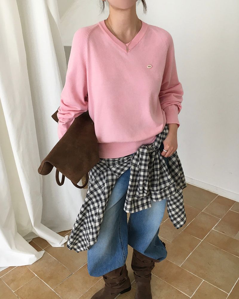 Caramel Color V-Neck Knit