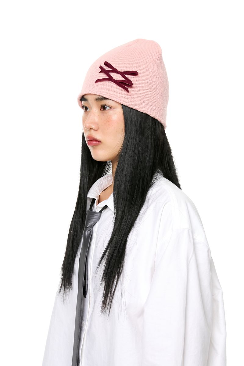 MINI RIBBON BEANIE / PINK