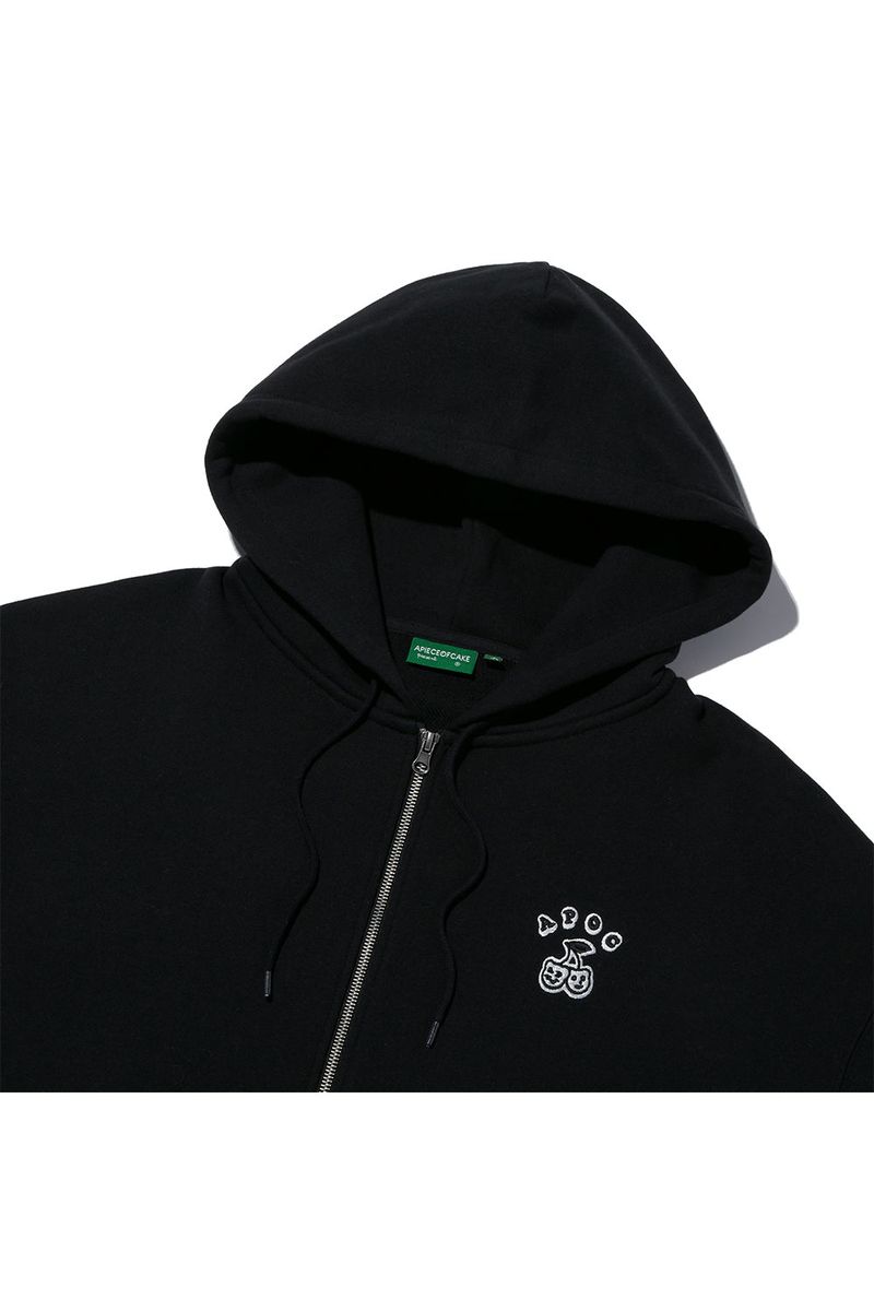 Cherry Bear Hood Zipup_Black