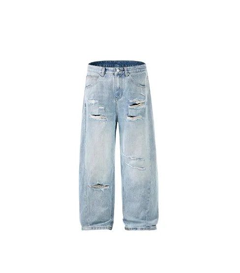 Slash Damaged Wide Denim Pants