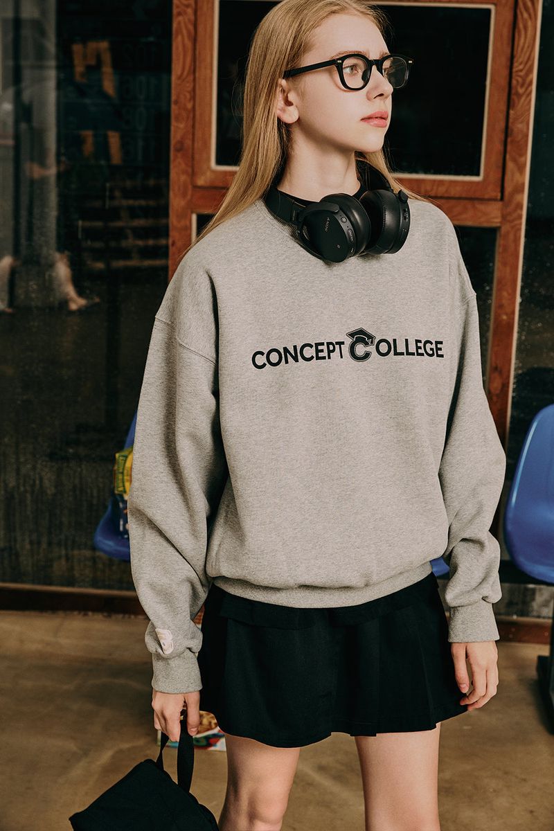 ベーシックラインロゴスウェットシャツ・グレー［ユニセックス］/ Basic Line Logo Unisex Gray Sweat Shirt