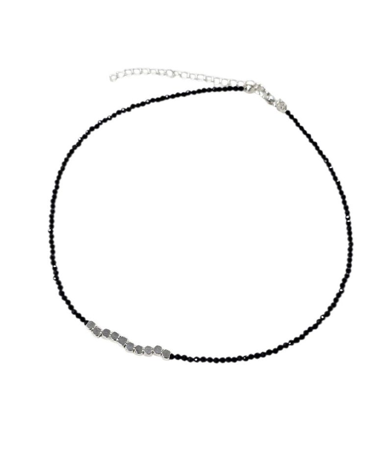 Adamdree（アダムドリー）の「ブラックロンデルビーズシルバーキューブネックレス（アクセサリー）」