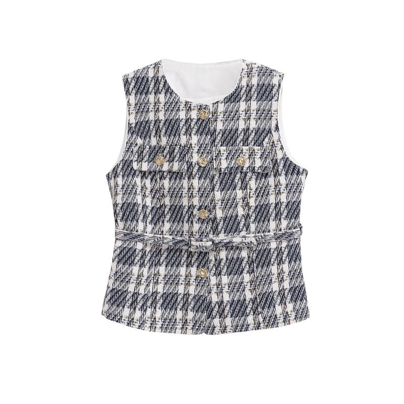 Celie Tweed Belt Vest