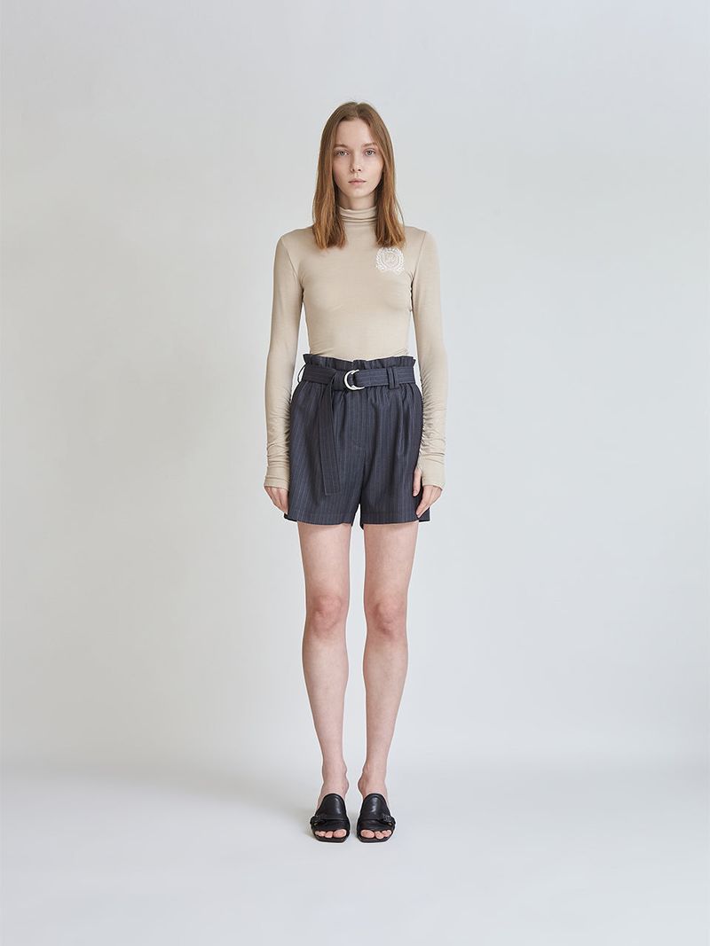 HIGH WAIST BELT BANDING HALF PANTS