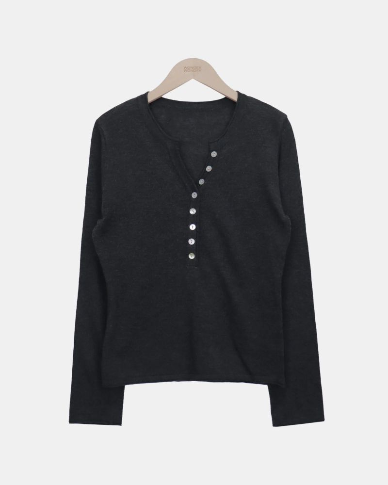 Chea Button V-Neck Long-Sleeve Knit