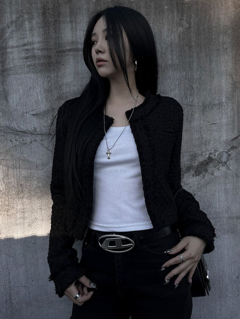 cropped tweed jacket (2color)