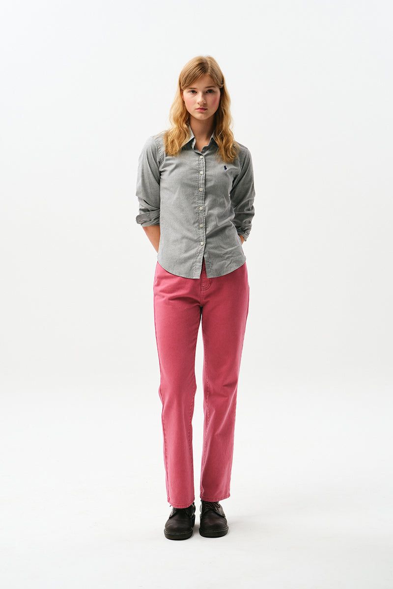 BASIC STRAIGHT COLOR COTTON PANTS [LIGHT BURGUNDY]