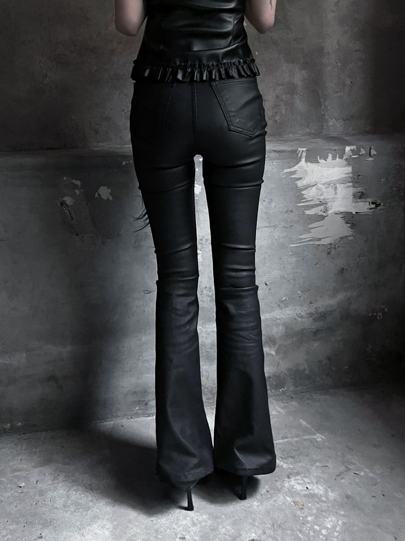 black coated bootcut pants