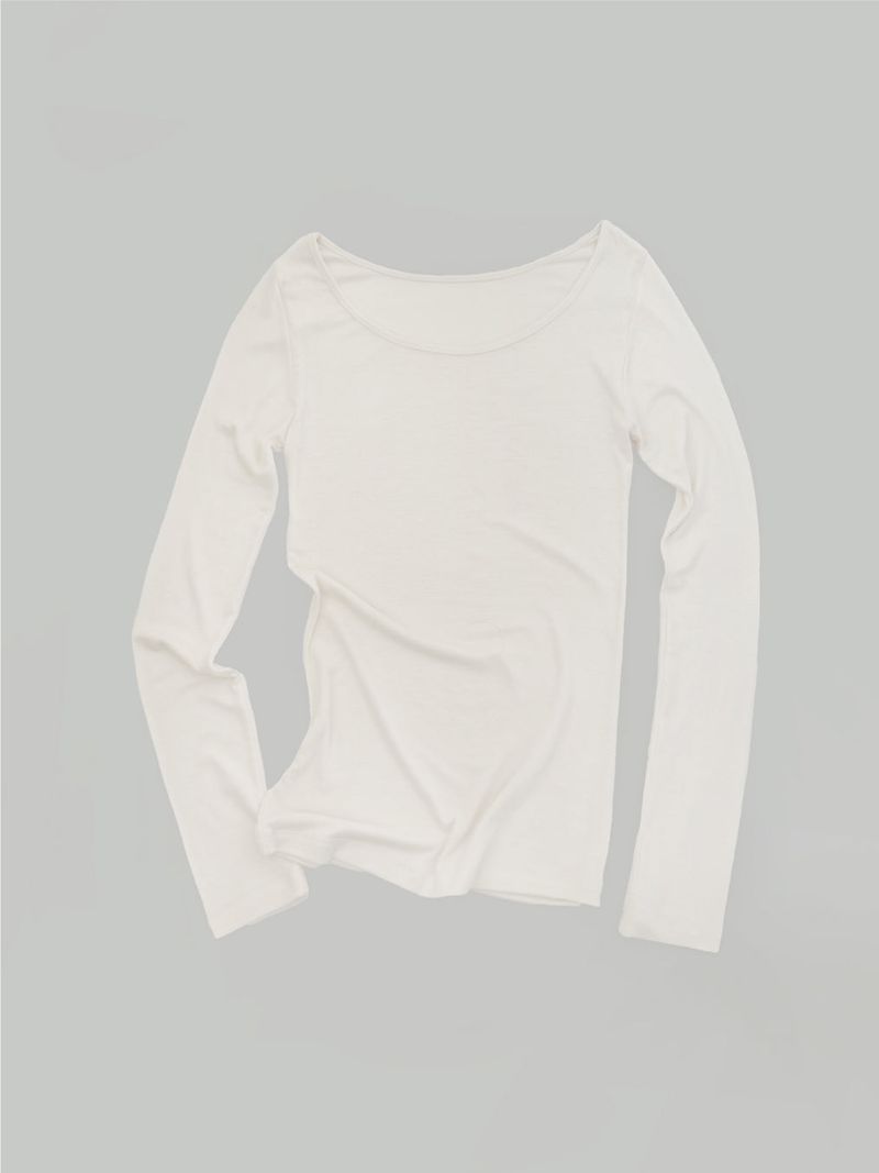 [prts made] ソフトタッチボートネックロングスリーブTシャツ (cream ivory, black 2colors)