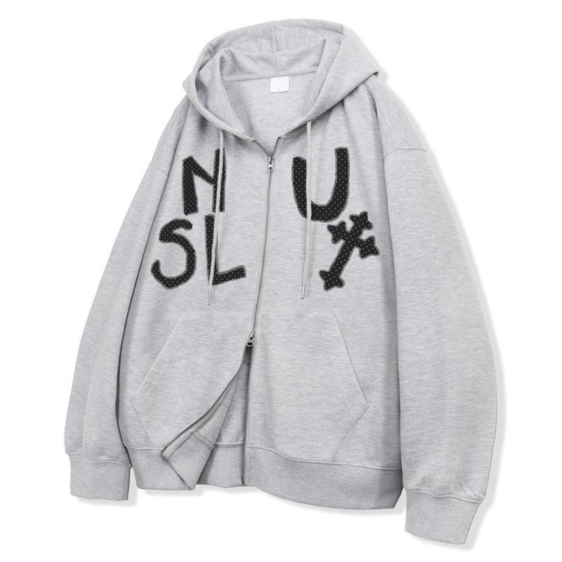 Dot Cross 2way Zip-Up Hoodie - 2COLOR