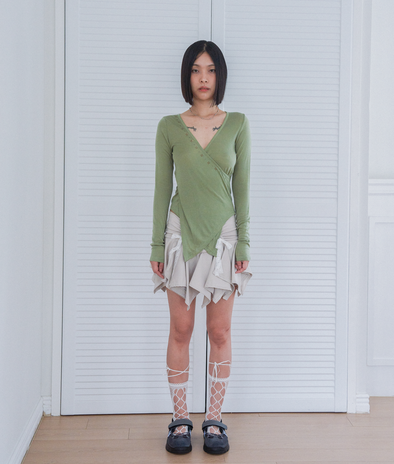 micro lace skirt&pants_beige