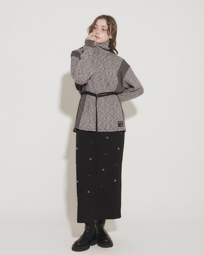 PANEL TURTLENECK PULLOVER [GRAY]