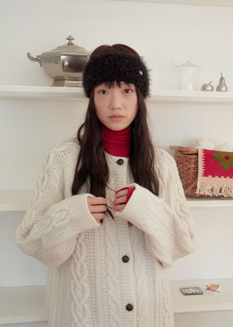 Hairy Knit Hairband - Black