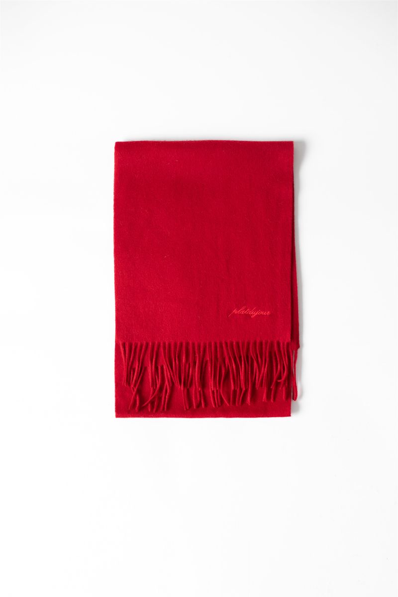 Fringe wool muffler (Red)