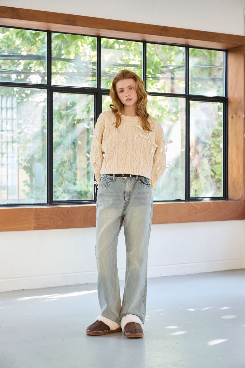 WHIMSICAL WOOL RIBBONE KNIT / IVORY