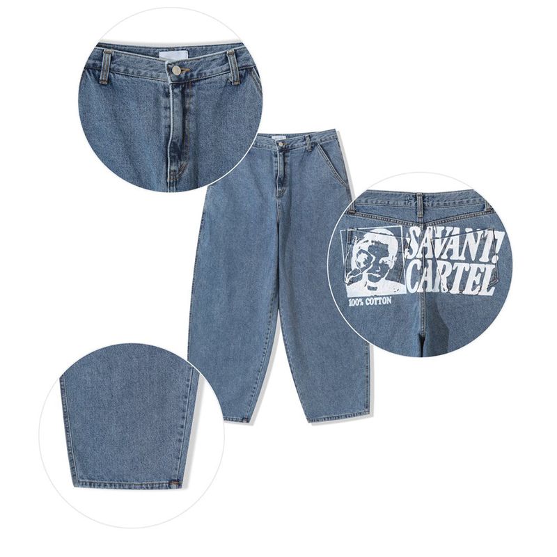 Cattle painting denim pants -2C