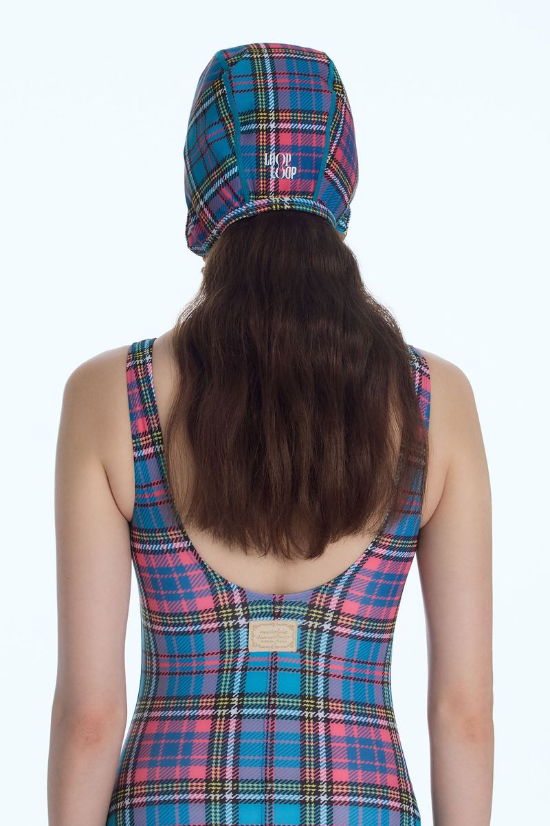 [Preppy Check_blue] U-back One Piece Swimsuit