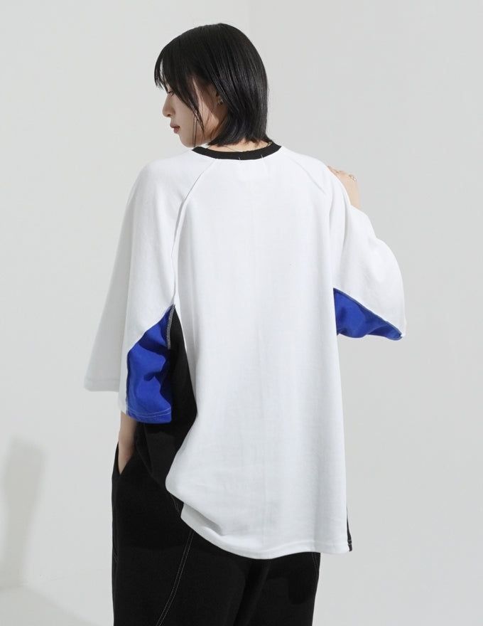 Color block raglan over t-shirt