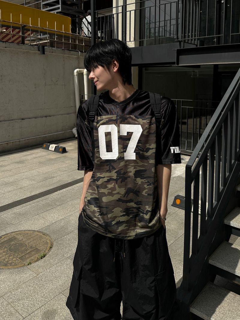 WHAT A LOOK(ワット ア ルック)の「07 Camo Half Jersey(Tops)」