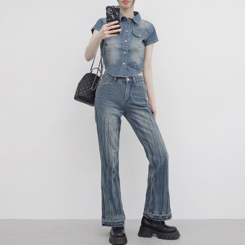 Pias denim cropped shirt